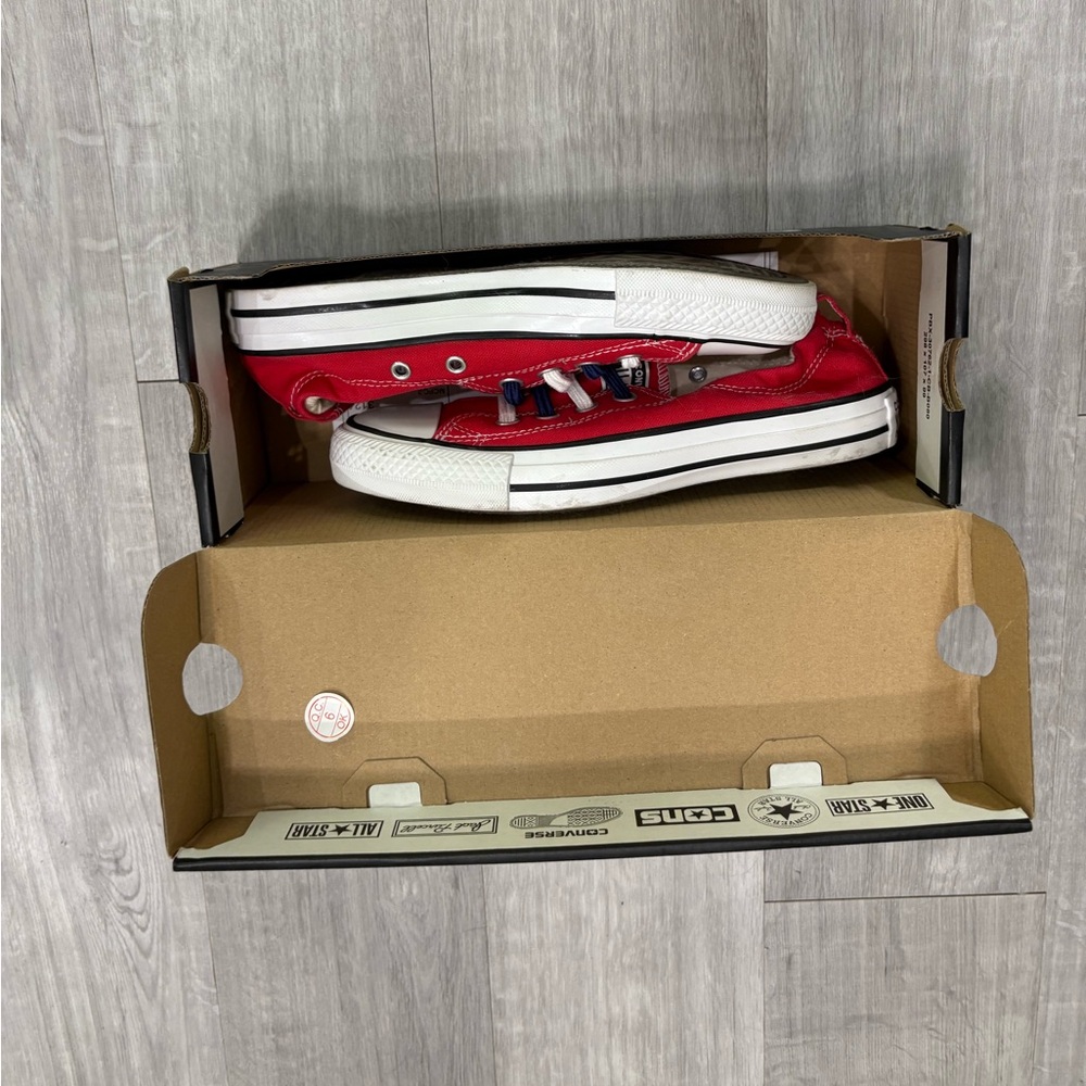 Converse Red Low-Top Canvas Sneakers with White Sole